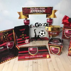 Moldes de decoração Flamengo para fazer em casa. Arquivo de corte, topper e festas.