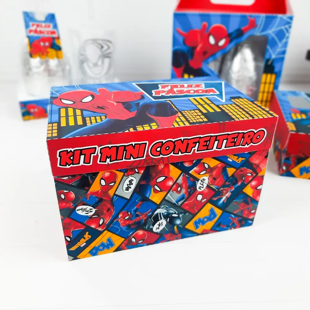 Decoração de Páscoa Homem Aranha em Studio e PDF. Topper, temas e festas.