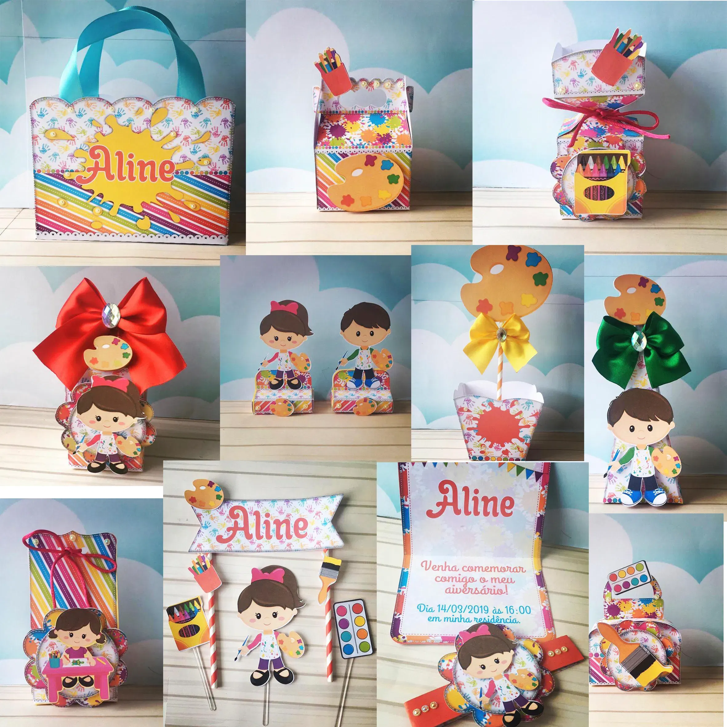 Arquivo de corte pintando o 7 studio, png e pdf. Topper, decoração, temas e festas.