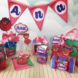 Kit decoração Pj Masks em Studio, Png e Pdf. Topper, temas e festas.
