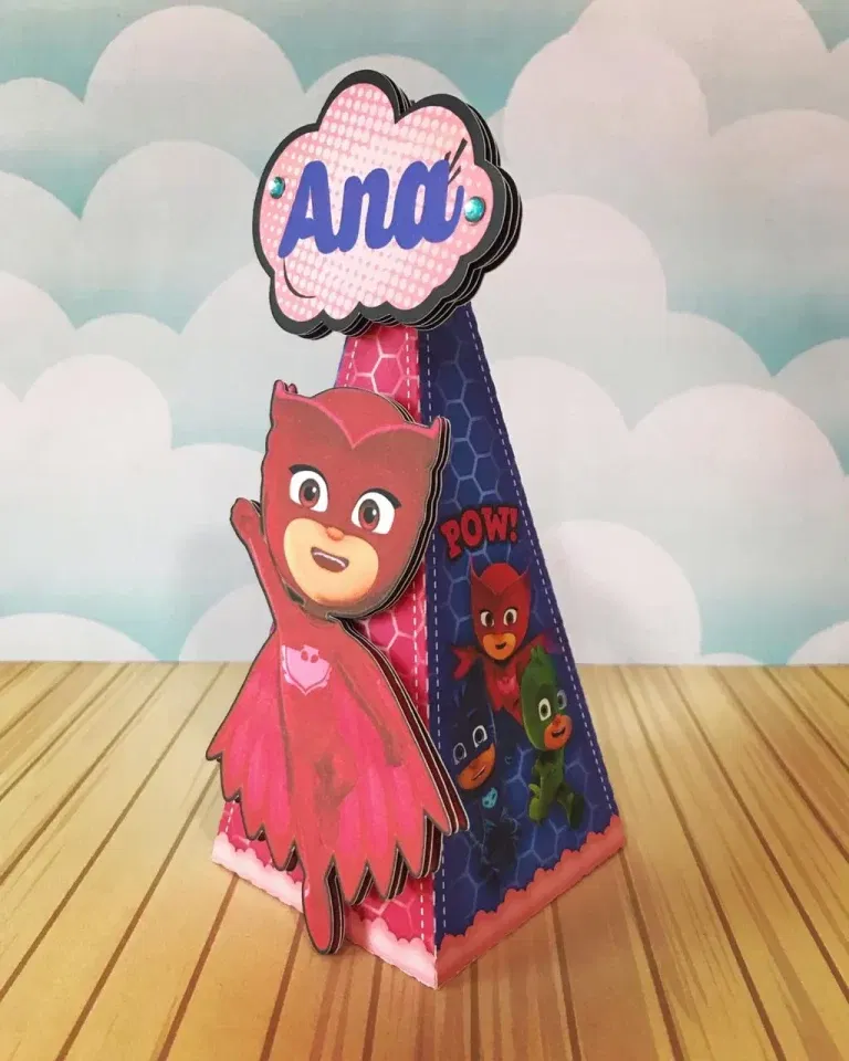 Decoração de luxo Pj Masks em camadas. Topper, temas, festas e arquivo de corte.