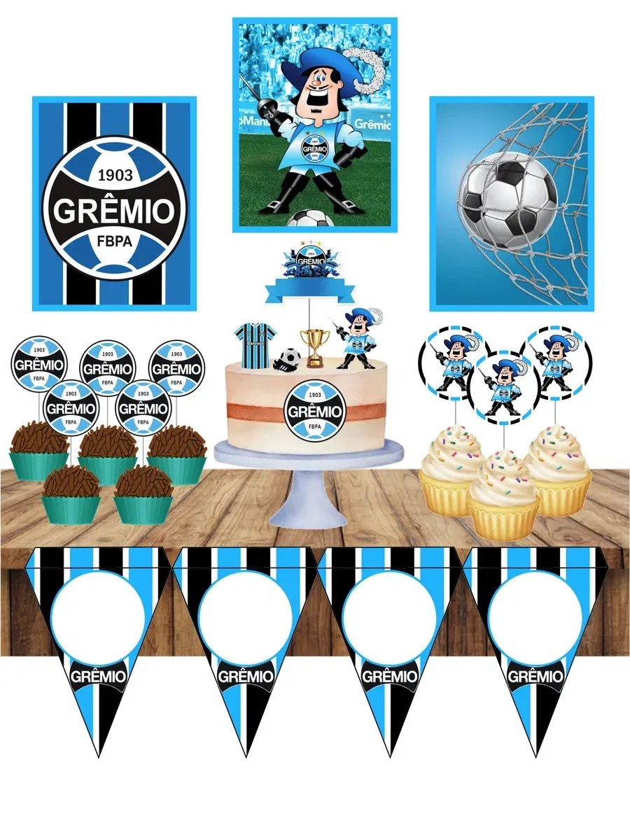 Arquivo de corte do Grêmio para Silhouette Studio. Decoração, topper, temas e festas.