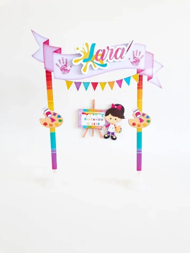 Decoração pintando o 7 em camadas. Topper, temas, festas e arquivo de corte.