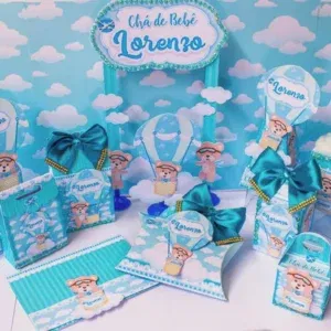 Arquivo de corte silhouette ursinho baloeiro studio. Topper, decoração, temas e festas.