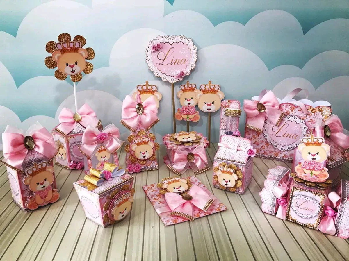 Arquivo de corte ursinha princesa studio, png e pdf. Topper, decoração, temas e festas.