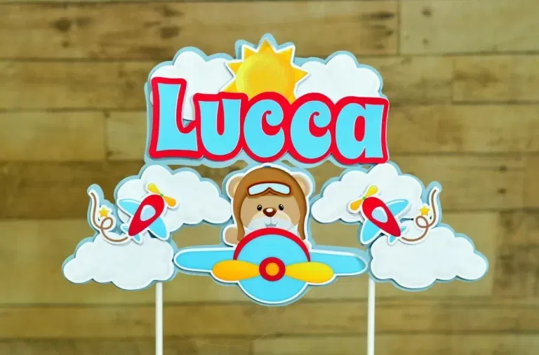 Kit profissional de decoração ursinho aviador. Topper, temas, festas e arquivo de corte.