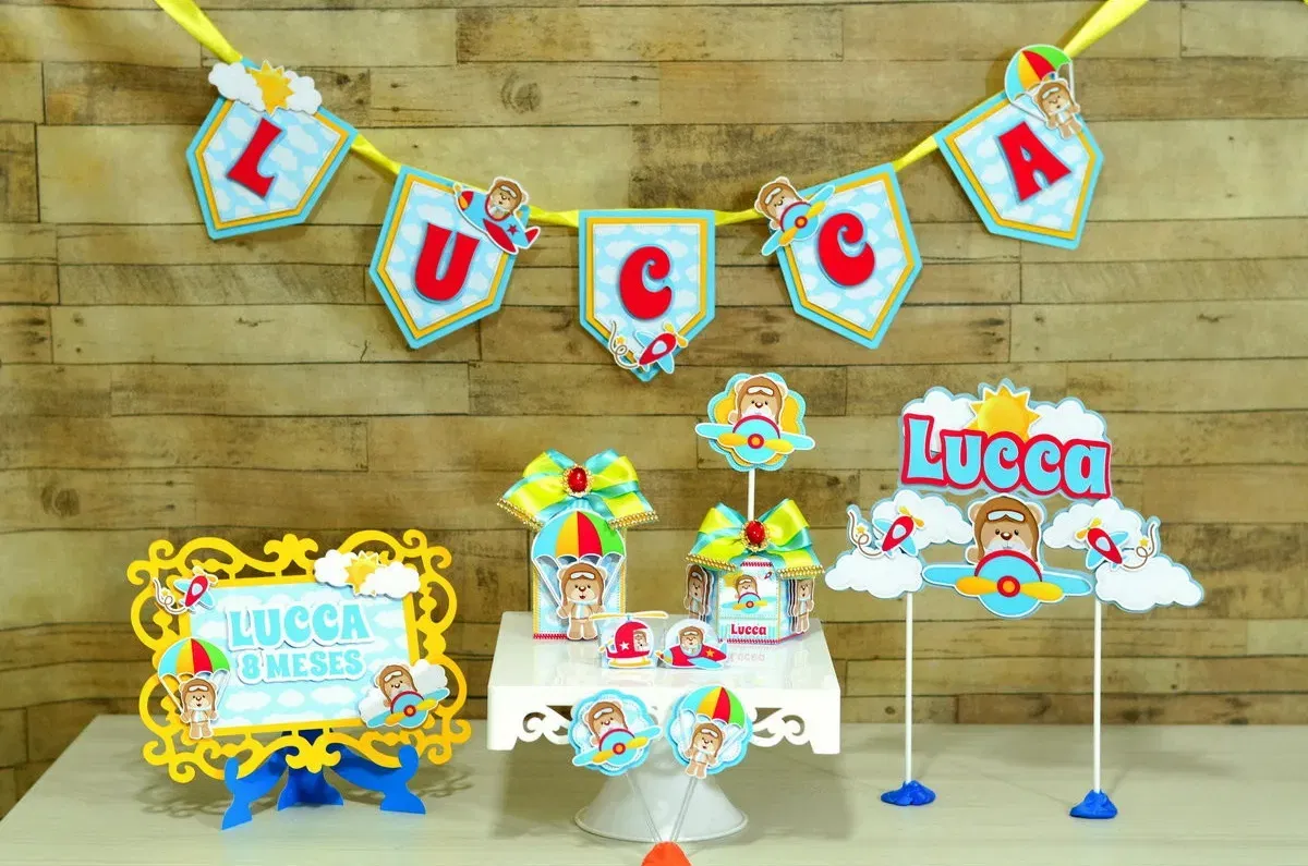 Arquivo de corte ursinho aviador studio e pdf. Topper, decoração, temas e festas.