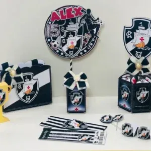 Kit profissional de decoração Vasco. Arquivo de corte, topper e festas.