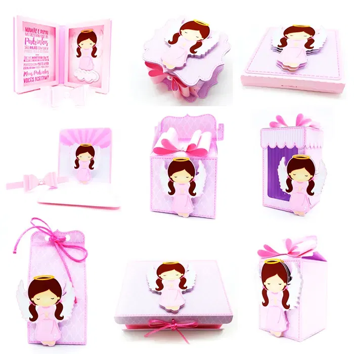 Kit profissional de decoração batizado rosa. Topper, temas, festas e arquivo de corte.