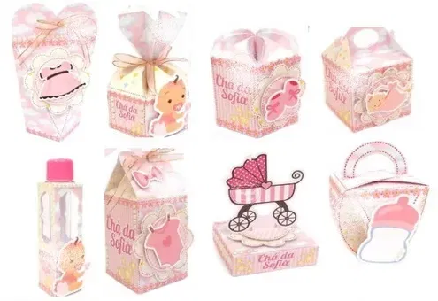 Arquivo de corte cha de bebê para menina studio. Topper, decoração, temas e festas.