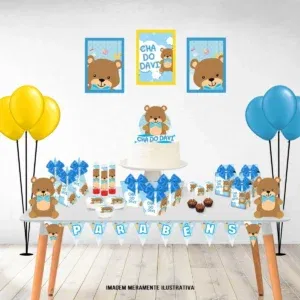 Arquivo de corte chá de bebé ursinho studio e pdf. Topper, decoração, temas e festas.