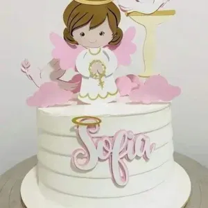 Arquivo digital topo de bolo batizado menina studio. Topper, decoração, temas e festas.