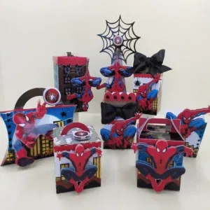 Kit profissional para arrumação de aniversário Homem Aranha. Topper, temas e festas.