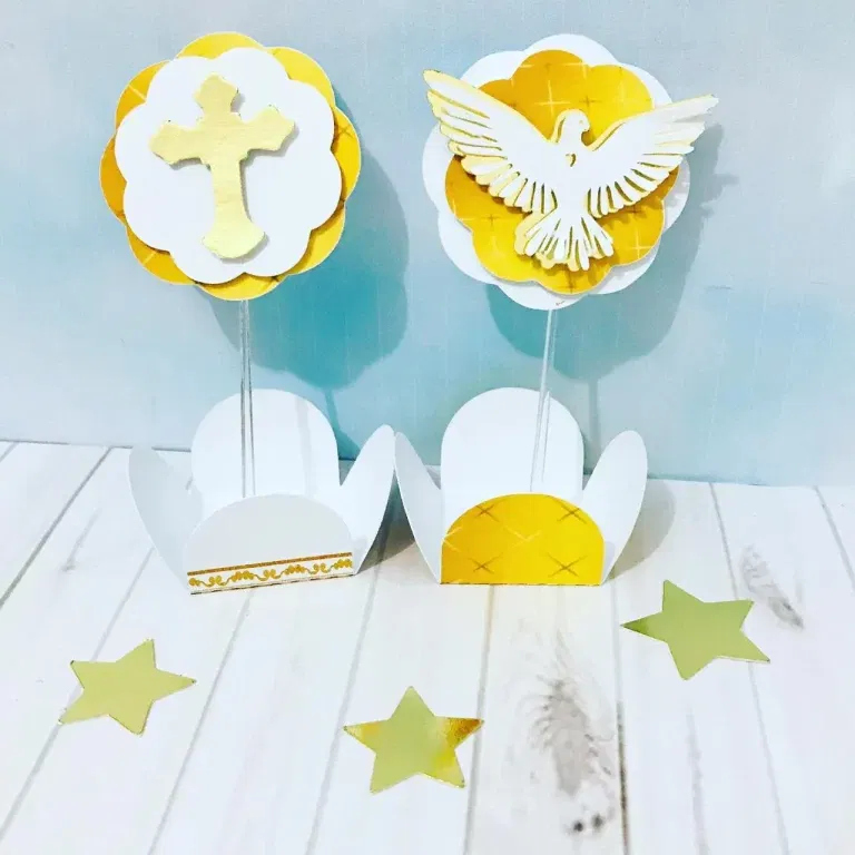 Decoração batizado menino personalizada Silhouette Studio. Topper, temas, festas e arquivo de corte.