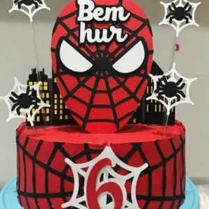 Arquivo de corte para bolo do Homem Aranha com topper. Decoração, temas, festas e topper.