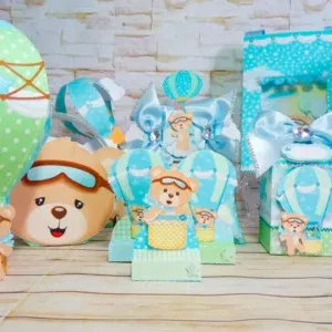 Centro de mesa ursinho baloeiro studio e pdf. Topper, decoração, temas e festas.