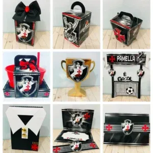 Moldes de centro de mesa Vasco para fazer em casa. Arquivo de corte, temas e festas.