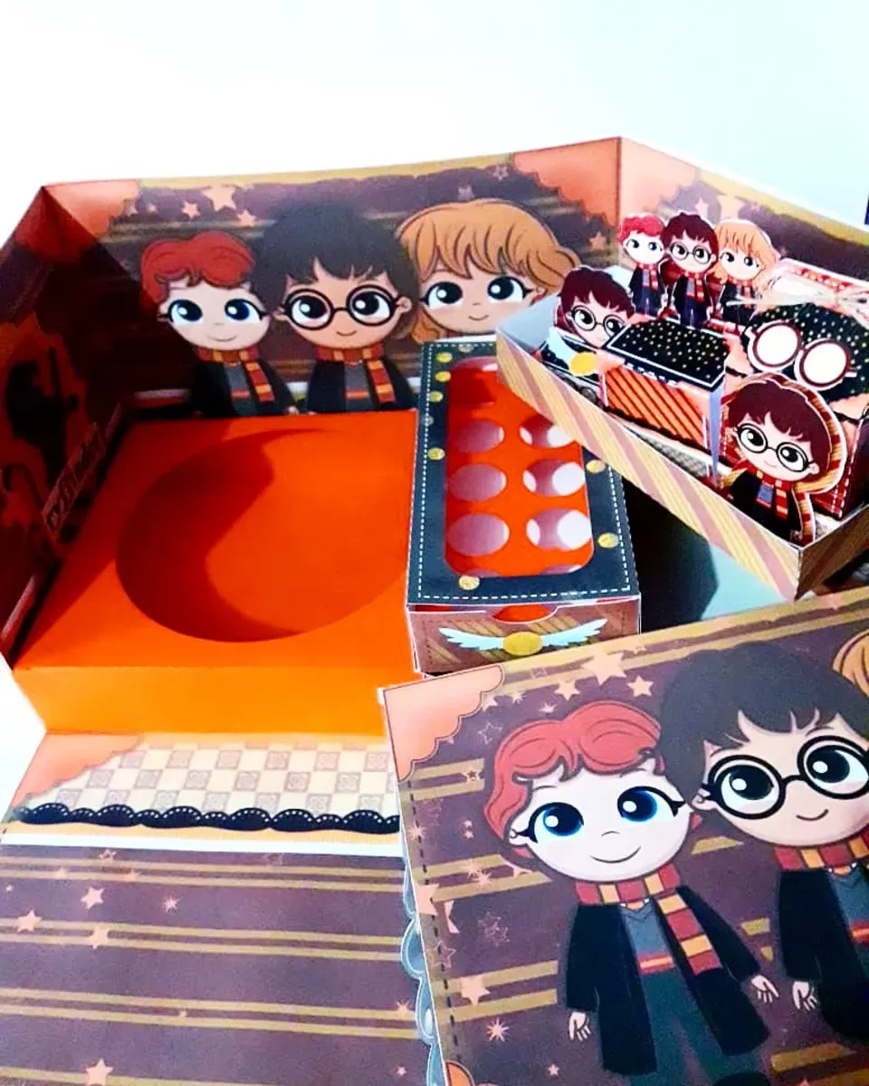 Decoração festa na caixa harry potter studio e pdf. Topper, temas, festas e topper.