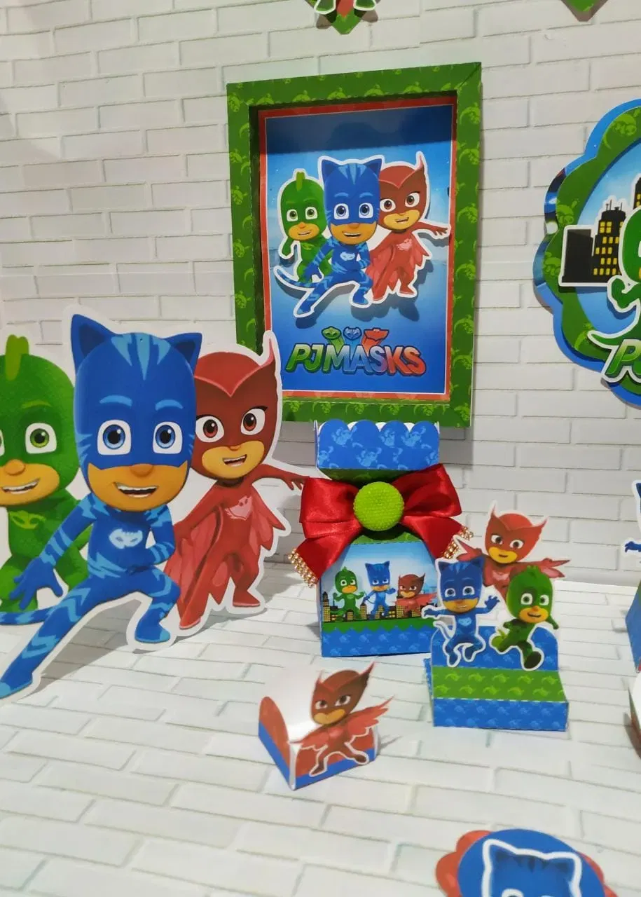 Moldes de decoração Pj Masks simples para fazer em casa. Topper, temas e festas.