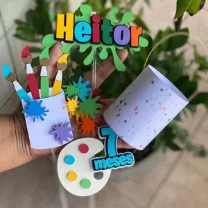 Decoração tema topo de bolo pintando o 7 studio. Topper, temas, festas e topper.