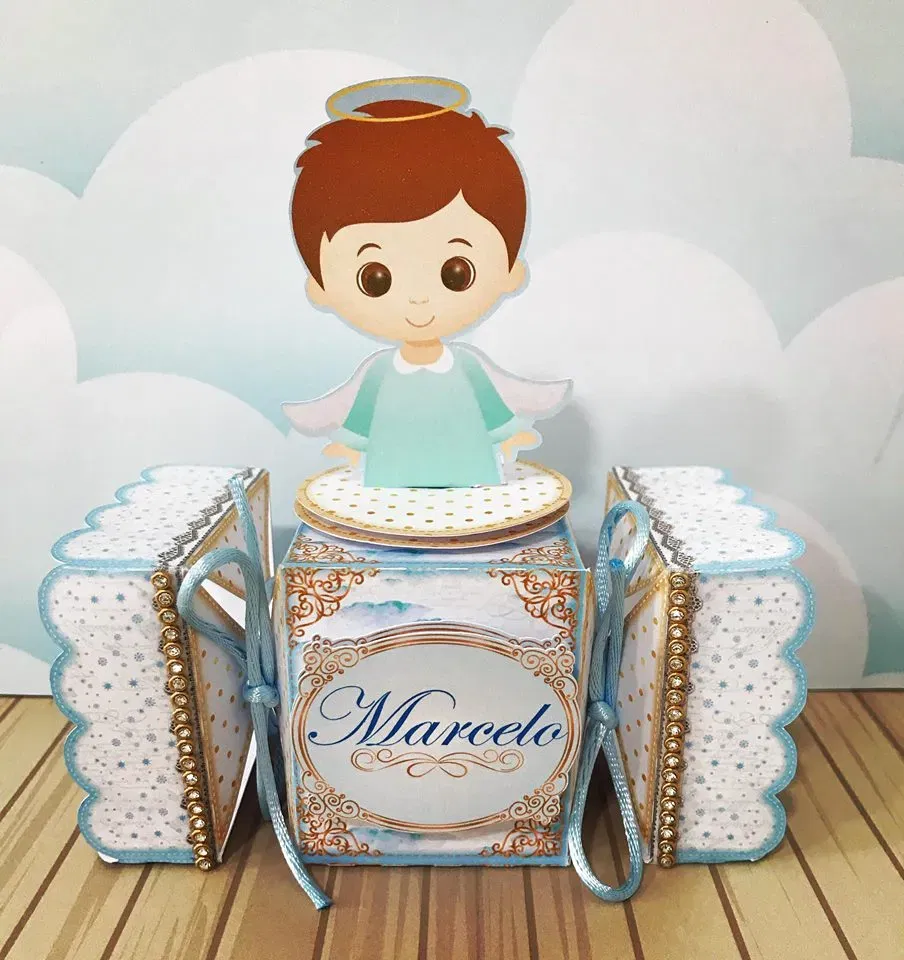 Kit profissional de decoração batizado masculino. Topper, temas, festas e arquivo de corte.