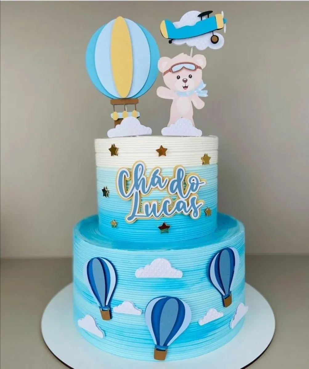 Decoração topper de bolo ursinho baloeiro studio. Temas, festas e arquivo de corte.