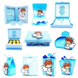 Decoração batizado azul e branco studio e pdf. Topper, decoração, temas e festas.