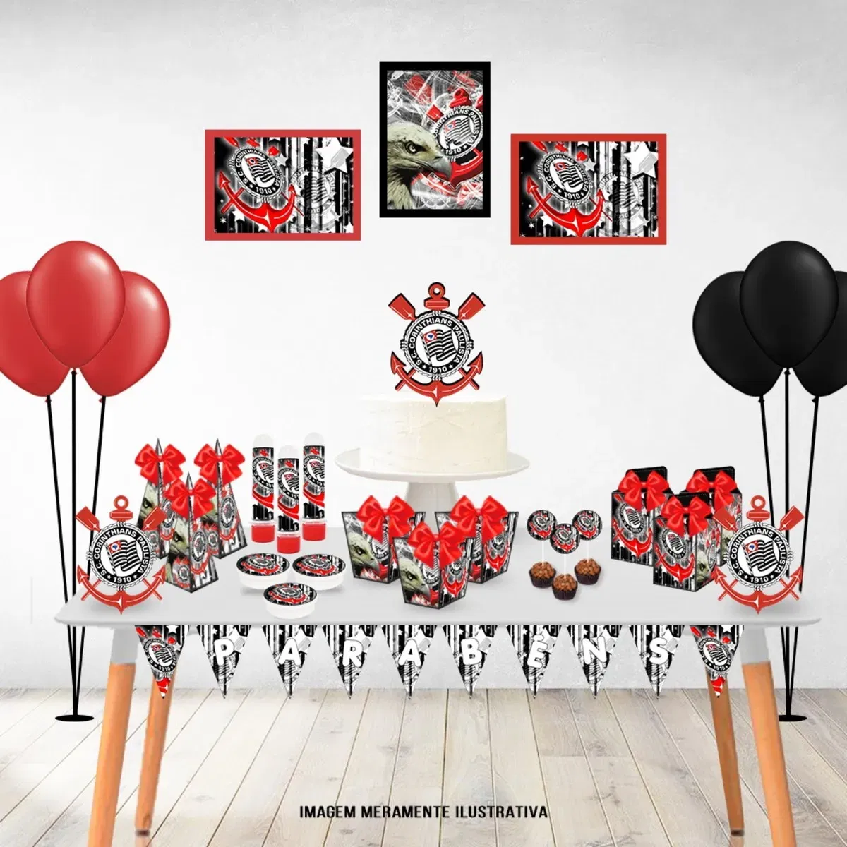 Decoração de aniversário Corinthians em Studio. Temas, topper e festas.