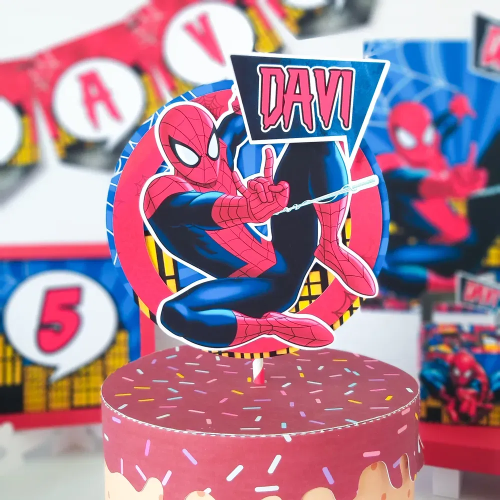 Decoração de aniversário Homem Aranha em Studio e PDF. Topper, temas e festas.