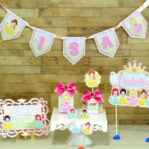 Kit profissional de decoração Princesas Disney. Topper, temas, festas e arquivo de corte.