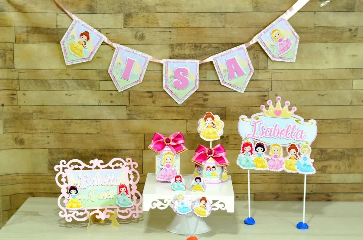 Kit profissional de decoração Princesas Disney. Topper, temas, festas e arquivo de corte.