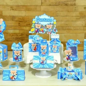 Kit profissional de decoração ursinho popstar. Topper, temas, festas e arquivo de corte.