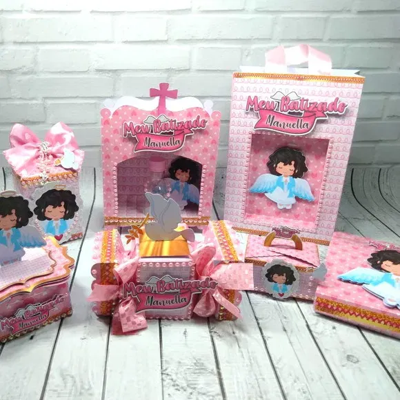 Decoração de mesa batizado para imprimir e cortar. Topper, temas, festas e arquivo de corte.