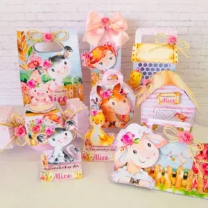 Decoração fazendinha rosa luxo studio e pdf. Topper, temas, festas e topper.