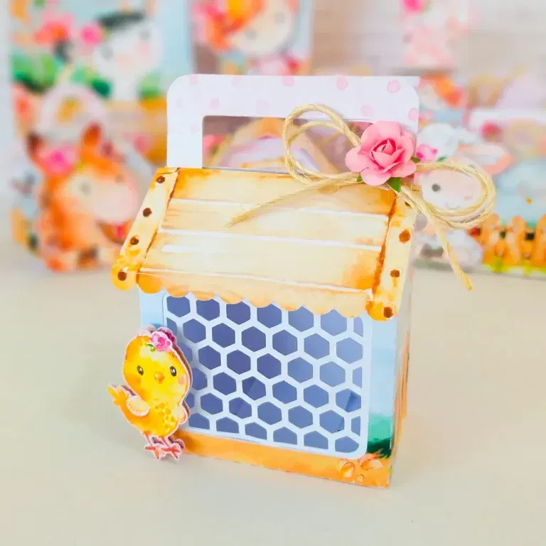 Kit topper de bolo luxo fazendinha rosa. Decoração, temas, festas.