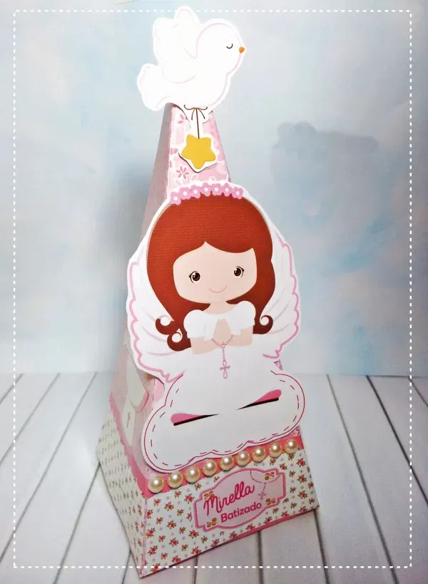 Decoração para batizado menina simples em Studio. Topper, temas, festas e arquivo de corte.