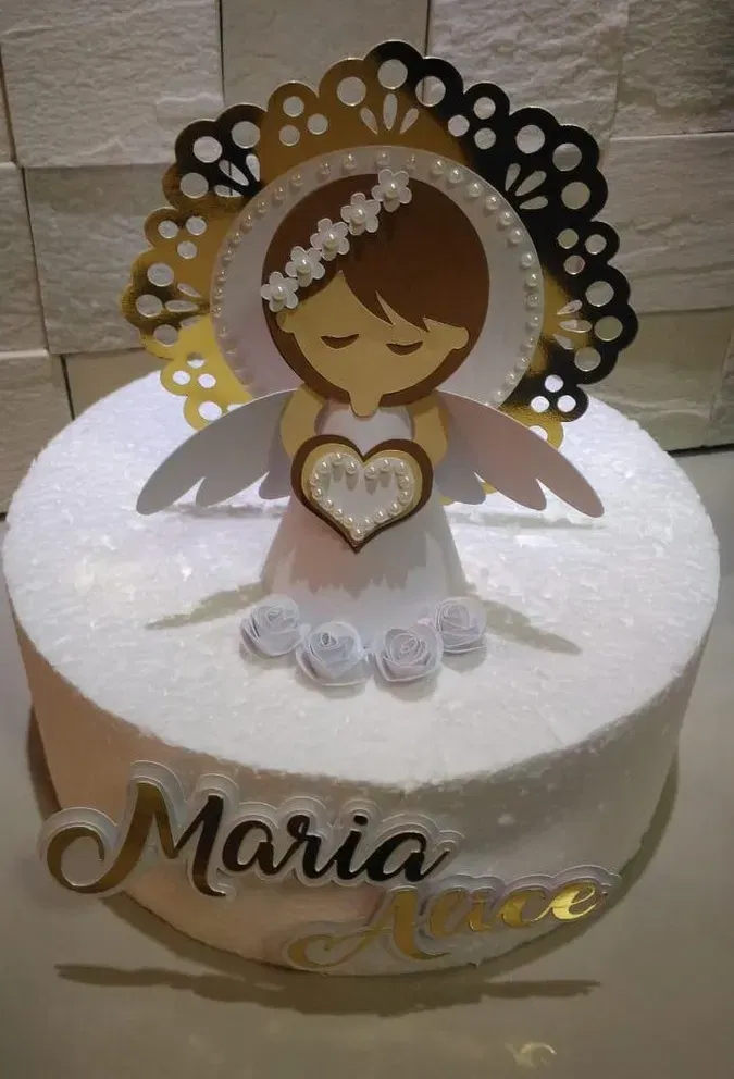 Decoração tema topo de batizado menina studio. Topper, temas, festas e arquivo de corte.