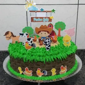 Decoração topo de bolo de fazenda infantil studio. Topper, temas, festas e topper.