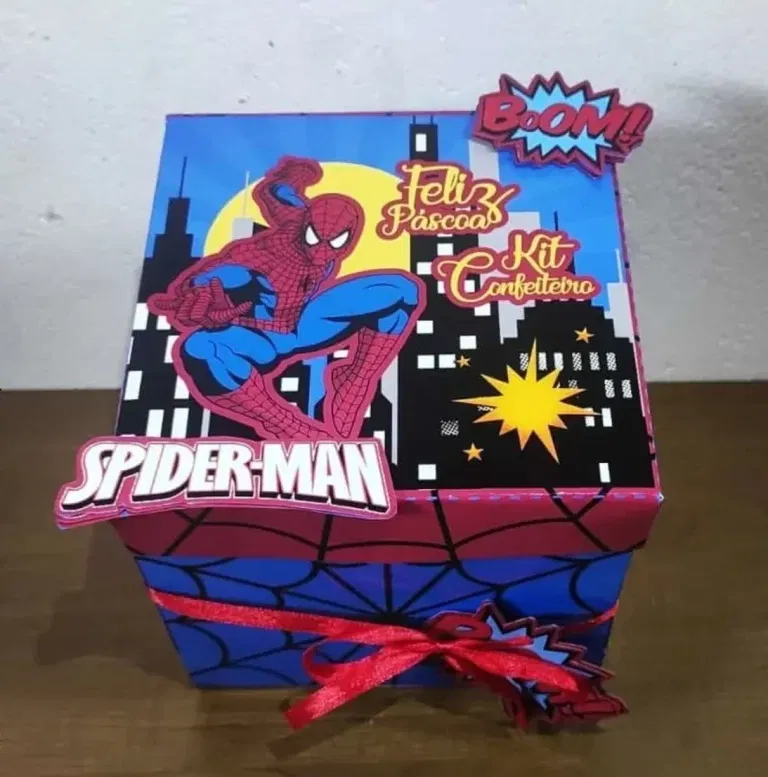 Decoração caixa explosão Homem Aranha para Silhouette. Topper, temas, festas e arquivo de corte.