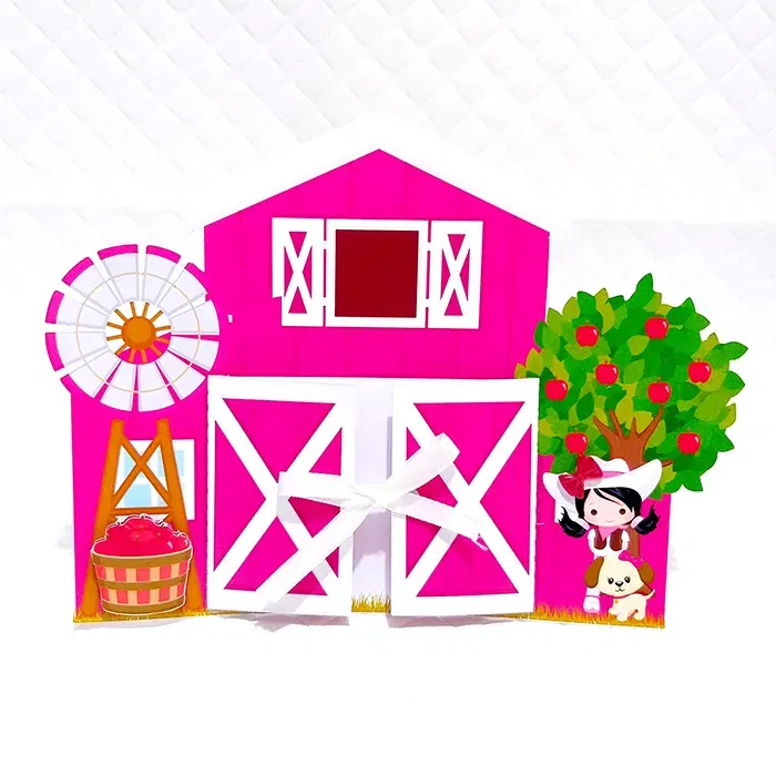 Download de arquivo de corte fazendinha rosa. Topper, decoração, temas, festas.