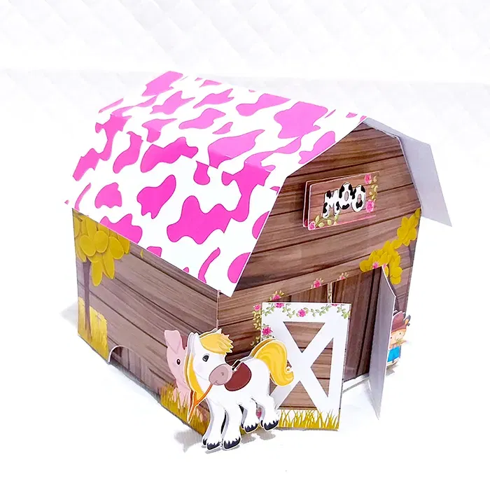 Moldes de decoração fazendinha rosa para casa. Topper, temas, festas.