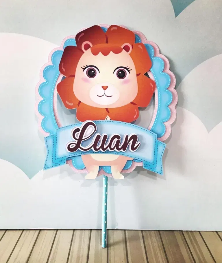 Kit profissional de decoração leãozinho baby. Topper, temas, festas e arquivo de corte.