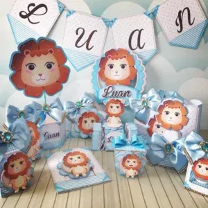 Decoração leãozinho para imprimir e recortar. Topper, temas, festas e arquivo de corte.