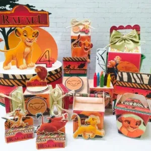 Kit digital festa infantil Rei Leão. Topper, decoração, temas, festas e arquivo de corte.