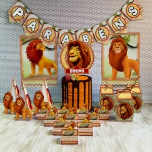 Kit Rei Leão tema aniversário em Studio, Png e Pdf. Topper, decoração, temas e festas.