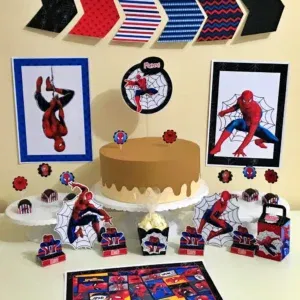Arquivo de corte para mesa de aniversário do Homem Aranha. Topper, decoração, temas e festas.