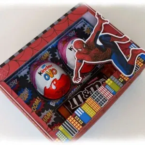 Arquivo de corte kit mini confeiteiro para Kinder Ovo Homem Aranha. Decoração, topper, temas e festas.