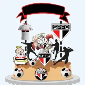 Arquivo de corte de topper de bolo do São Paulo para Silhouette Studio. Decoração, temas e festas.