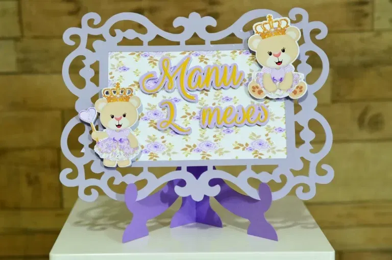 Moldes de decoração ursinha princesa para fazer em casa. Topper, temas e festas.