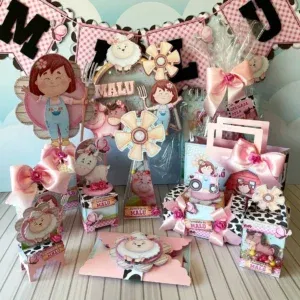 Tema aniversario fazendinha menina studio, png e pdf. Topper, temas, festas e topper.